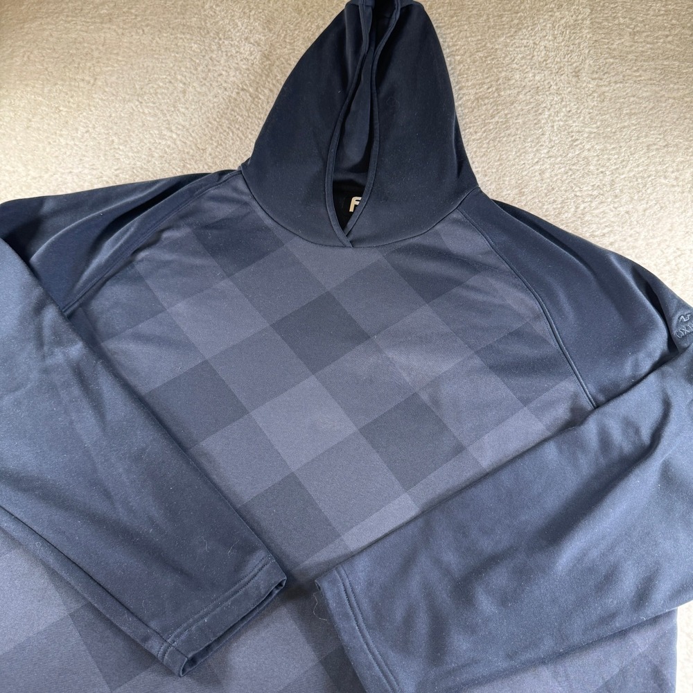 FootJoy Hoodie Men 2XL Navy Blue Excellent Oxbow Checkered Golf Pullover